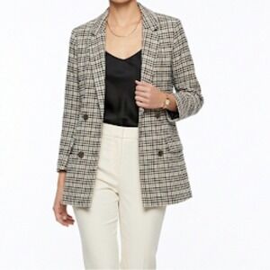Love Tree Womens Plaid Double Breasted Blazer Black Tan Size‎ S 80051JY